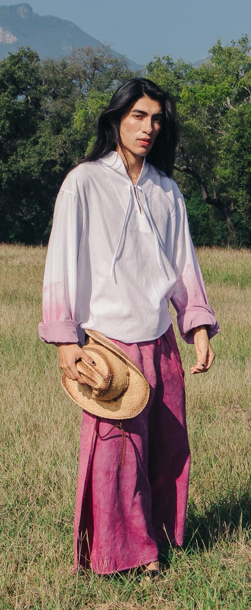 Camisa Casual — algodón 100%, teñido con grana al 50% de saturación